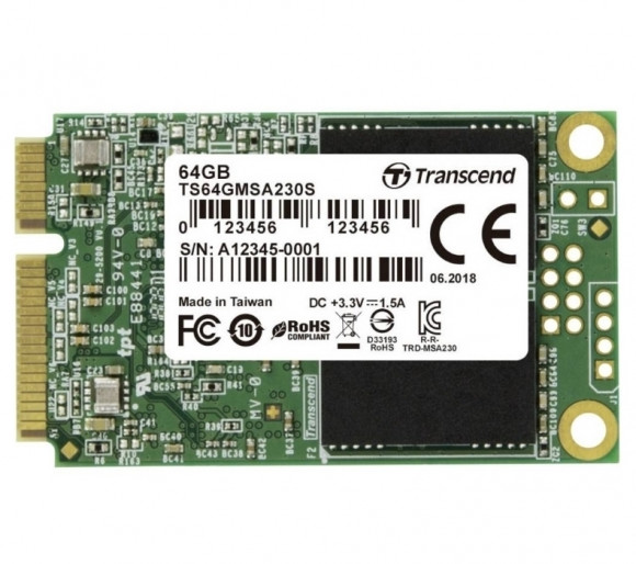 .mSATA SSD 256GB Transcend TS256GMSA230S [R/W:550/400MB/s, 55/70K IOPS, SM2258H, 3D TLC]