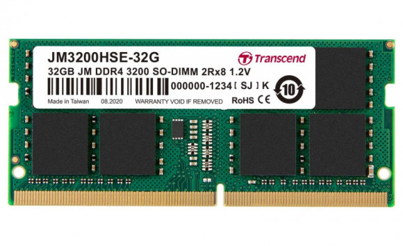 32 GB DDR4- 3200 MHz SODI mm Transcend PC25600, CL22, 260 pini DI mm 1,2 V