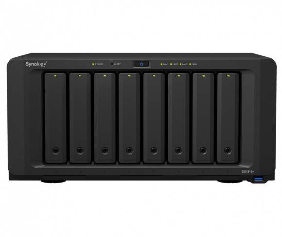 SYNOLOGY DS1819+, 8-bay, Intel Atom 4-core 2.1GHz, 4Gb*1+1Slot, 4x1GbE, PCIe