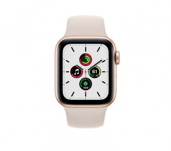 Ceas inteligent Apple Watch SE MKQ03, 40 mm, carcasa din aluminiu cu curea Starlight Sport