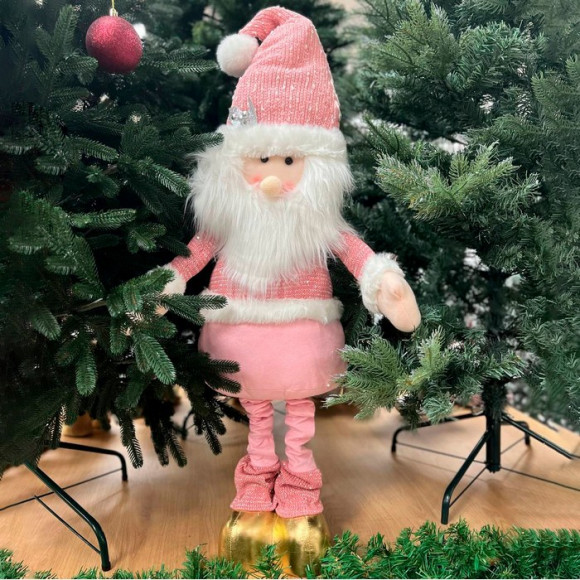 Дед мороз, GLOBAL CHRISTMAS, 1.25м, Розовый, Текстиль