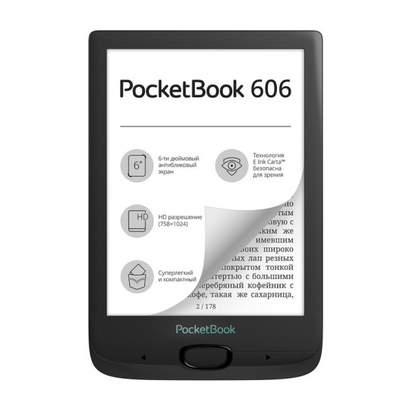 E-book PocketBook 606, negru