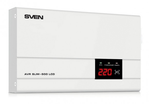 Стабилизатор напряжения SVEN SLIM AVR-500 LCD, 500VA
