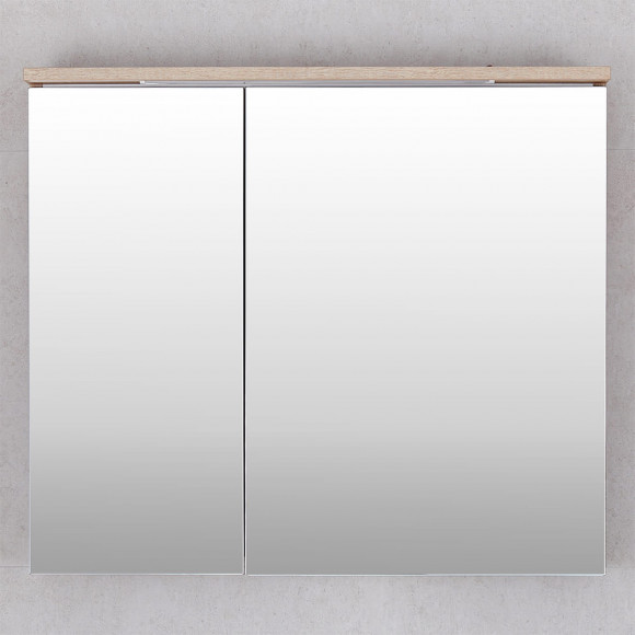 Шкаф-зеркало для ванной Bayro Dorado LED 800x700 сонома