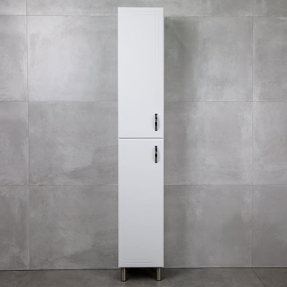 Шкаф-пенал для ванной напольный Bayro Verso 300x1800 левый белый хром