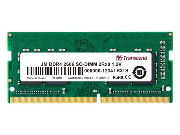 32 GB DDR4- 2666 MHz SODI mm Transcend PC21300, CL19, 260 pini DI mm 1,2 V