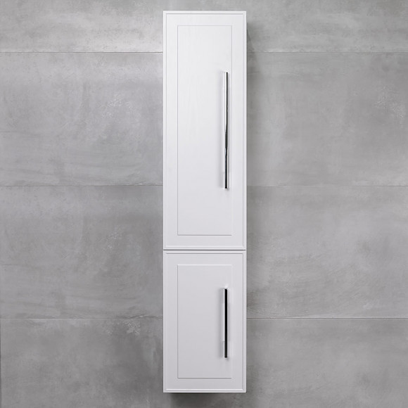 Шкаф-пенал для ванной подвесной Bayro Porto 350x1600 универсальный белый структурный
