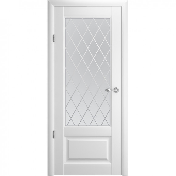 Ușă interior cu sticlă mată din MDF albă — Ermitaj-1