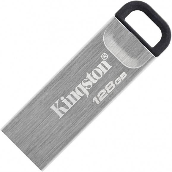 Unitate flash USB3.2 de 128 GB Kingston DataTraveler Kyson, argintiu, carcasă metalică, breloc (DTKN/128 GB)