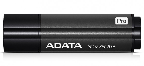 512GB USB3.1 Flash Drive ADATA S102 Pro, Titanium-Gray, Aluminum, Classic Cap (R/W:200/120MB/s)