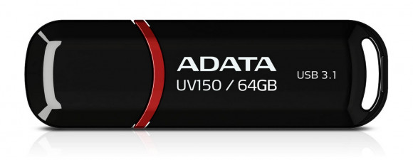 USB Flash накопитель ADATA UV150, 64Гб, Черный/Красный