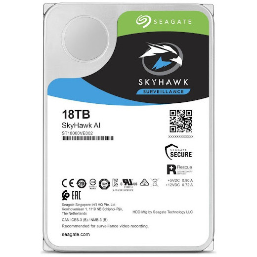 3.5 HDD 18.0TB-SATA-256MB Seagate SkyHawk AI Surveillance (ST18000VE002)