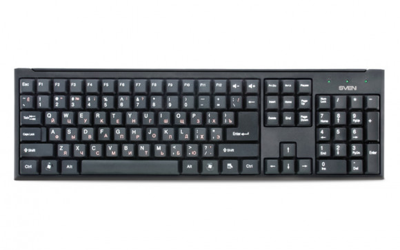 Keyboard SVEN Standard 303, Traditional layout, Volume control, Low noise, Black, USB