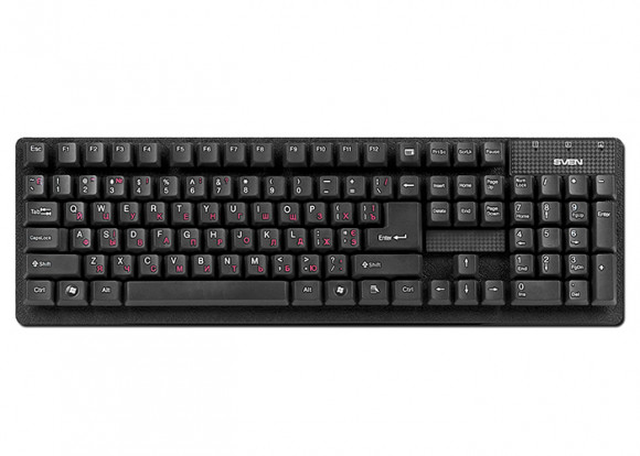 Keyboard SVEN Standard 301, Traditional layout, Splash proof, Calculator key, Black, USB
