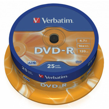 25* Cake DVD-R Verbatim, 4,7 GB, 16x, 43522