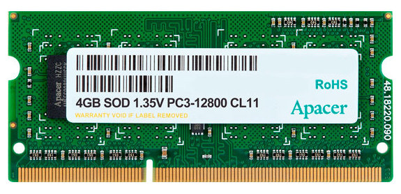 4 GB DDR3 1600 MHz SODI mm 204 pini Apacer PC12800, CL11, 1,35 V